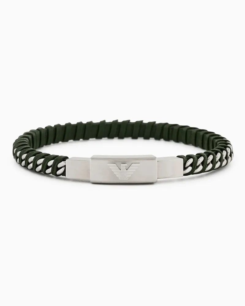 Emporio Armani ID-Armband aus Edelstahl und Leder Mehrfarbig