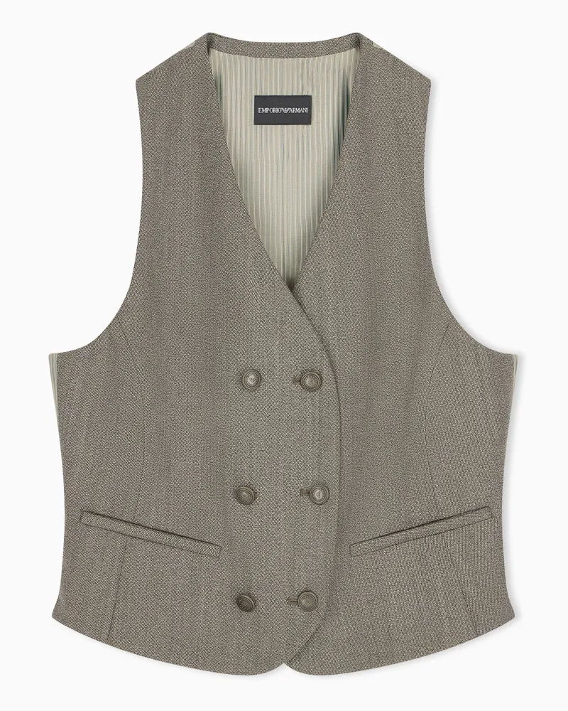 Emporio Armani Doppelreihige Weste aus Schurwolle Beige