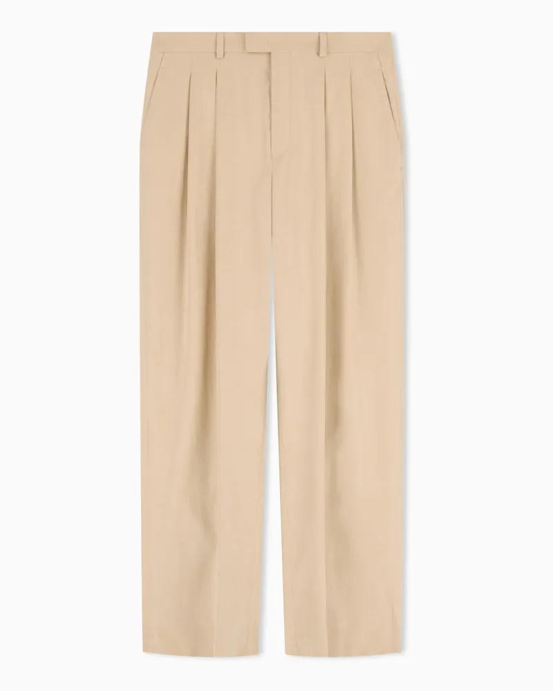 Emporio Armani Hose mit Bundfalten aus Stoff mit Cupro-Effekt Kamel