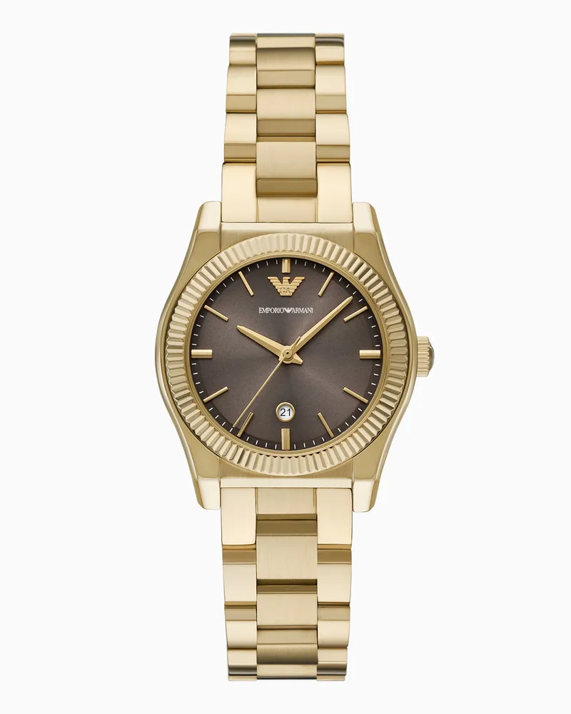 Emporio Armani Dreizeigeruhr mit Armband aus goldfarbenem Edelstahl Mehrfarbig