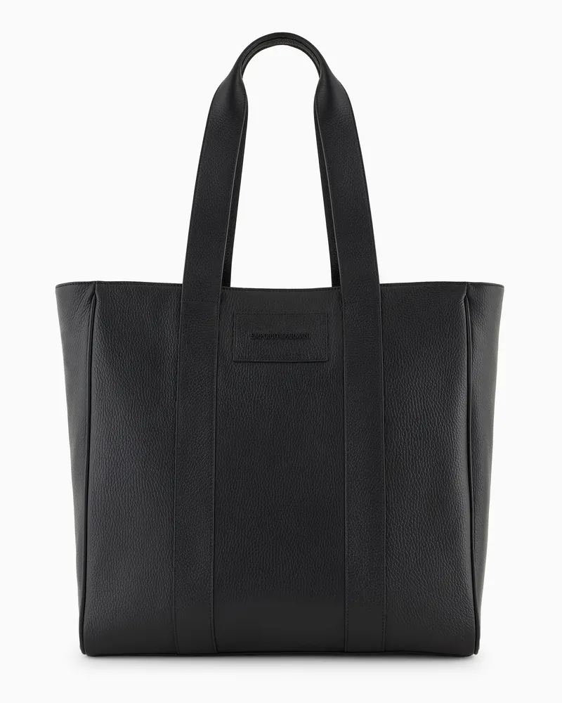 Emporio Armani Shopper aus gewalktem Leder Schwarz