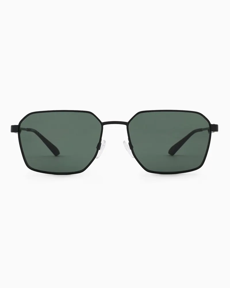 Emporio Armani Sonnenbrille mit Rechteckiger Fassung Für Herren Schwarz