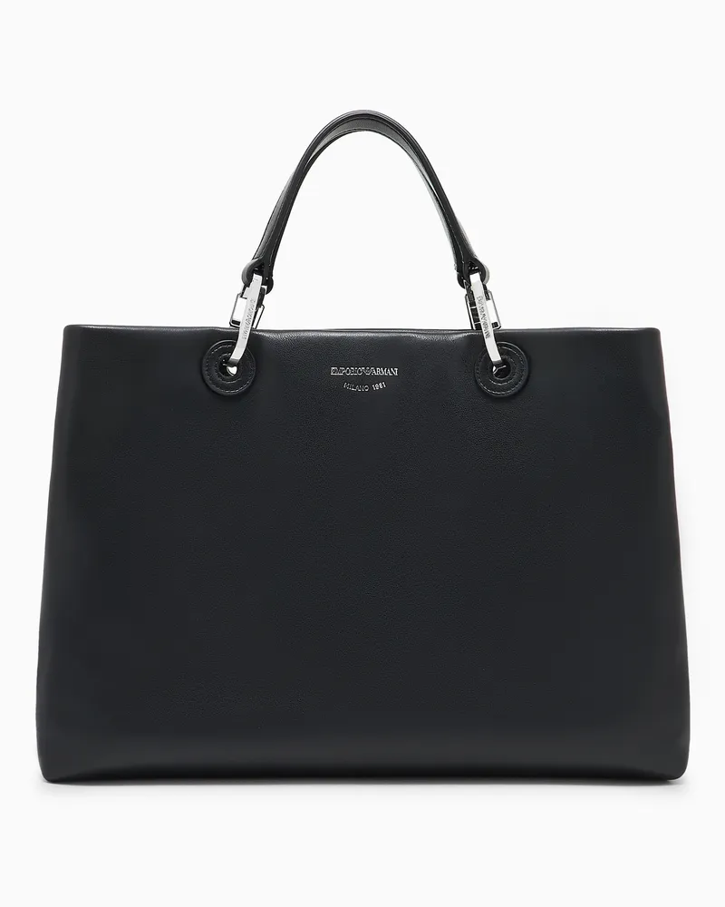Emporio Armani MyEA mittelgroßer Shopper aus Nappaleder Schwarz