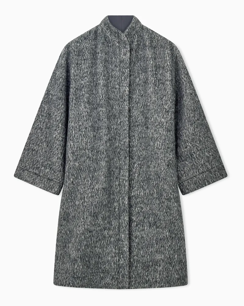 Emporio Armani Mantel Melange Wollmischung Stehkragen Grau