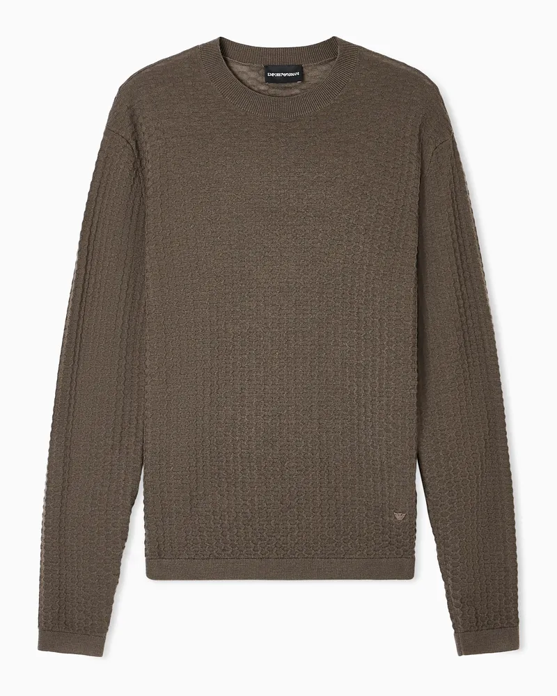 Emporio Armani Pullover aus strukturierter Schurwolle Braun