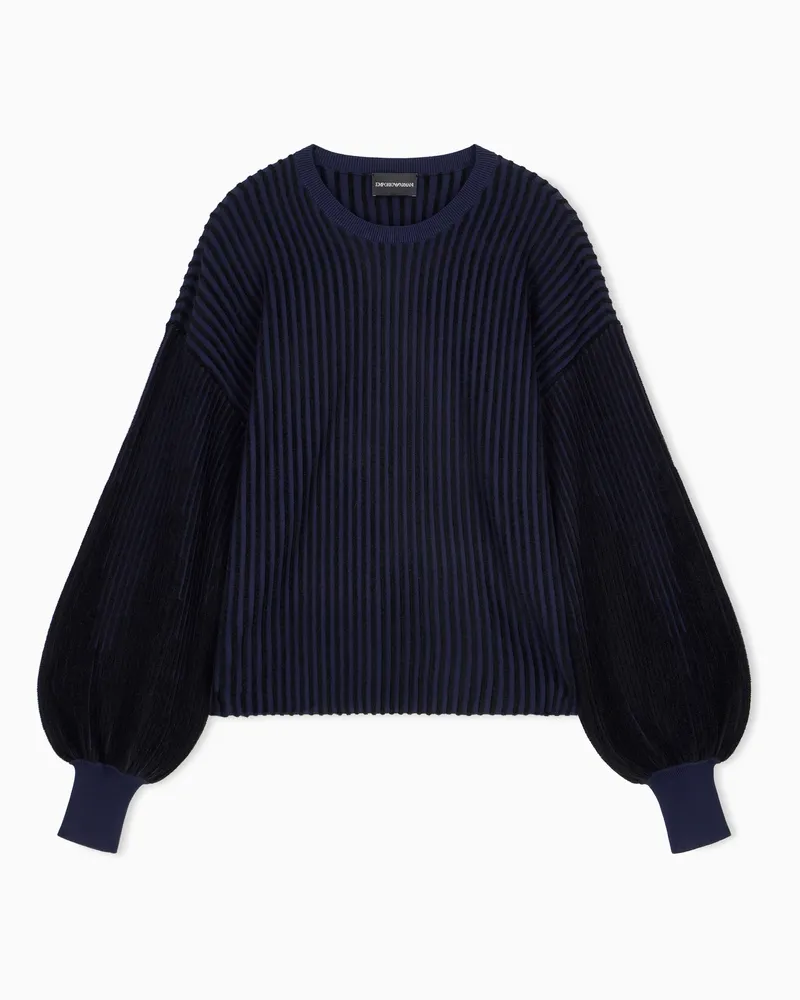 Emporio Armani Pullover mit vertikalen Streifen und Ballonärmeln Schwarz