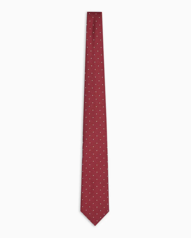 Emporio Armani Krawatte aus reiner Seide Mikro-Muster in Jacquard-Stoff-Verarbeitung Burgunderrot