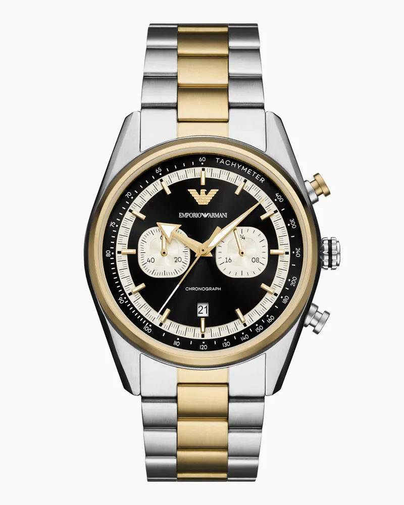 Emporio Armani Zweifarbiger Chronograph aus Edelstahl Mehrfarbig