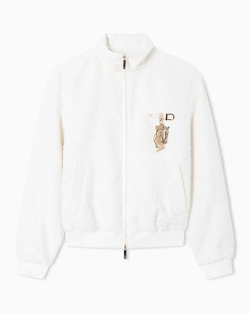 Emporio Armani Blouson aus Tweed in Bouclé-Optik mit durchgehendem Reißverschluss, zum Mondneujahr Weiß