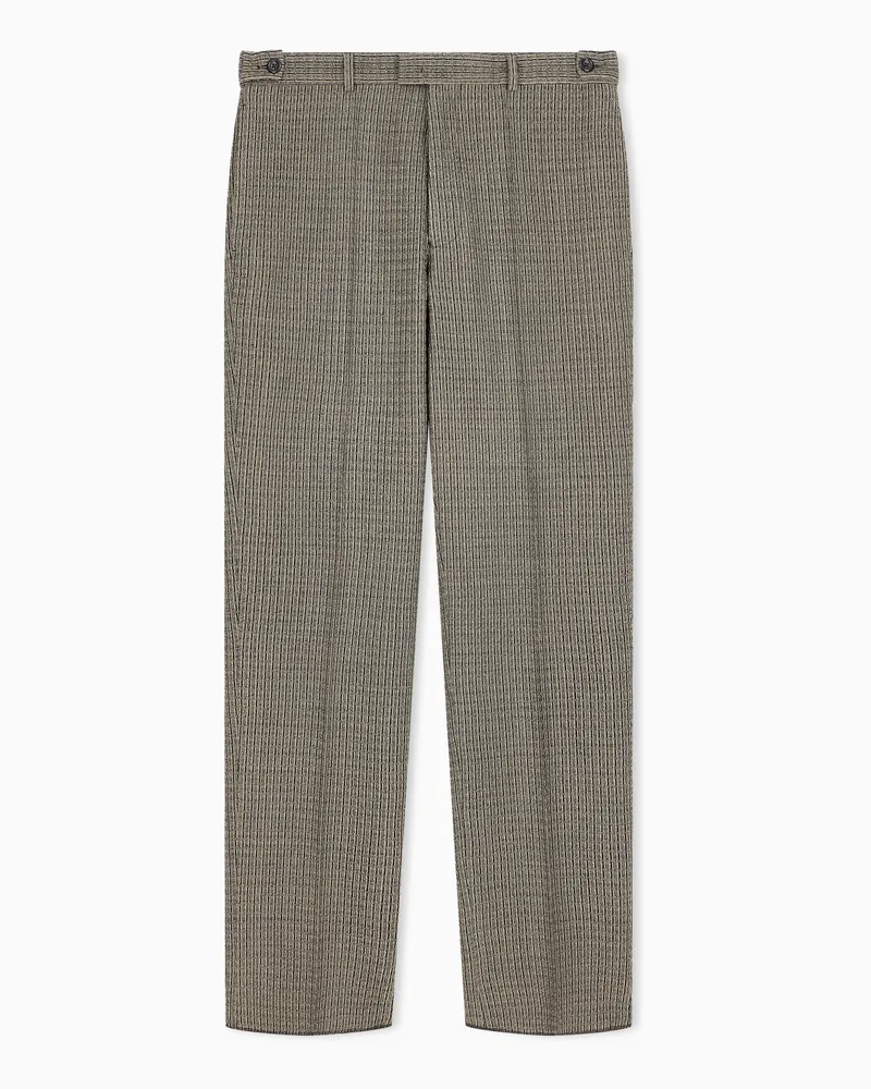Emporio Armani Hose aus Schurwolle mit 3D-Streifen Schwarz