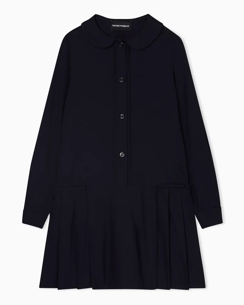 Emporio Armani Kleid mit Rüschenkragen und Falten-Rock Marineblau