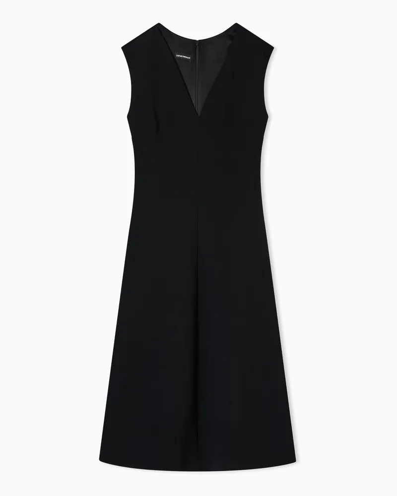 Emporio Armani Ausgestelltes Kleid aus fließendem Crêpe mit Baumrindeneffekt Schwarz