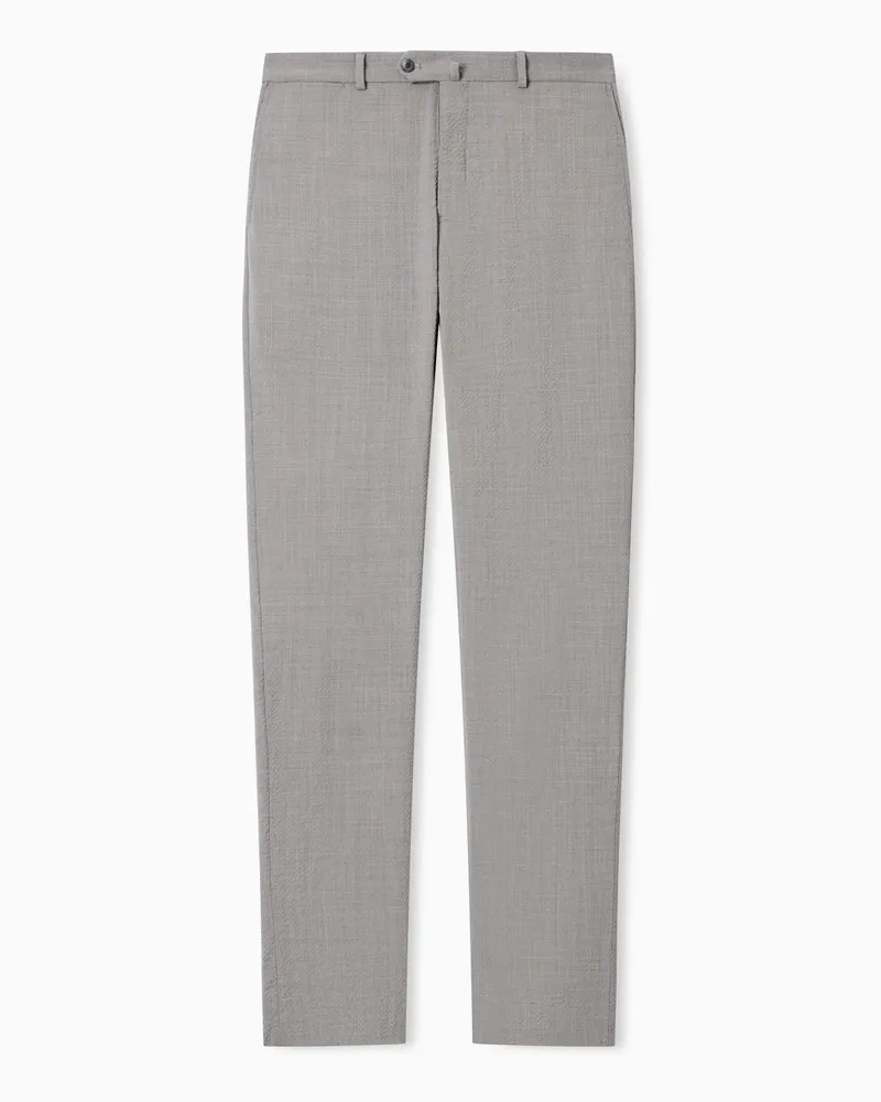 Emporio Armani Chinohose aus Stretch-Seersucker aus Wollfresko Grau