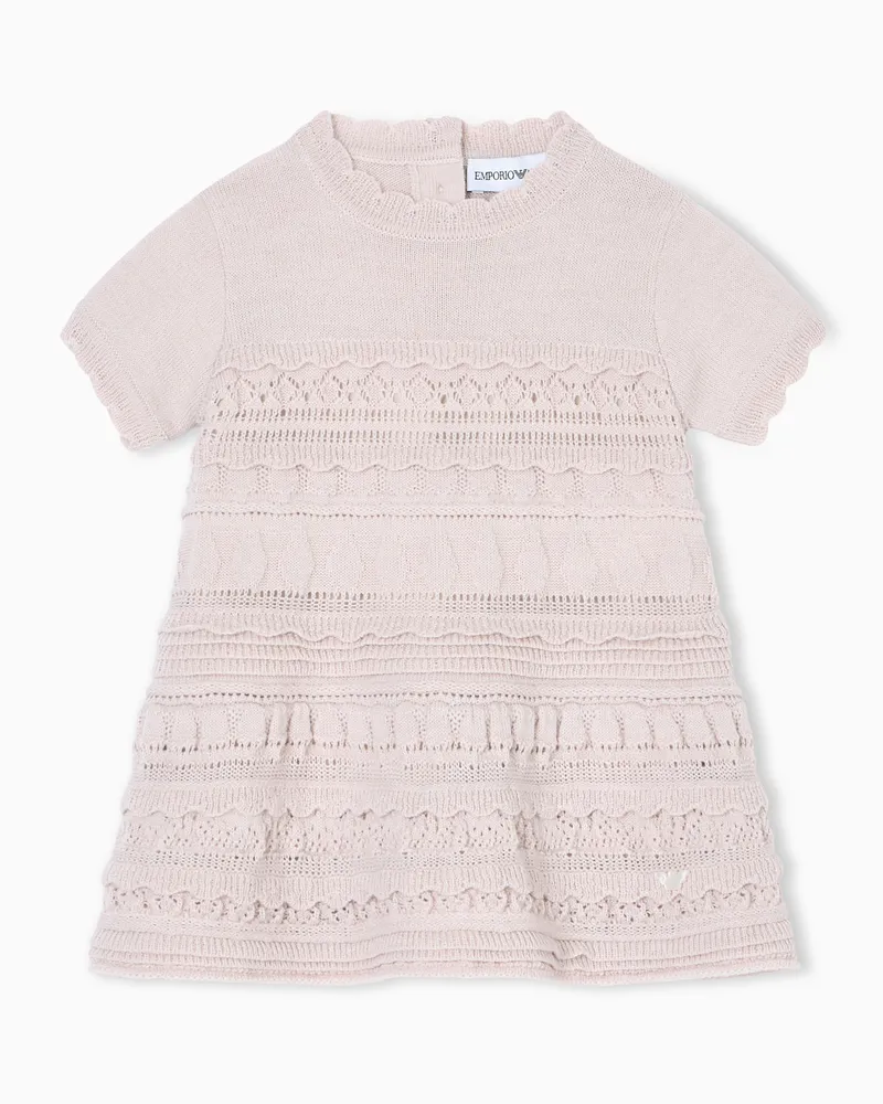 Emporio Armani Strickkleid aus einer Woll-Mischung mit Mikrovolants Beige