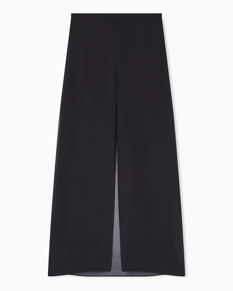 Emporio Armani Wide trousers in techno georgette Schwarz
