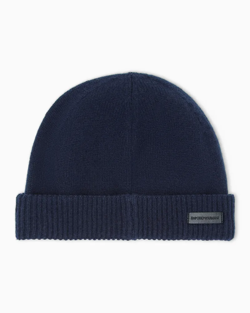 Emporio Armani Mütze aus reinem Kaschmir Marineblau