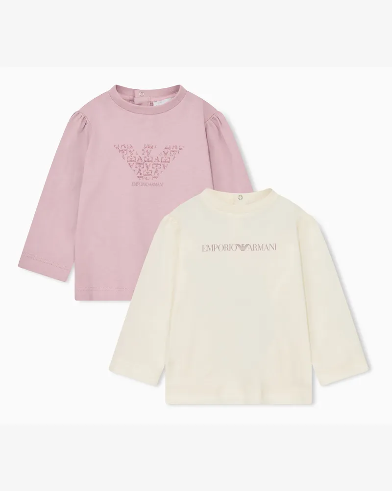 Emporio Armani T-Shirt-Set Regular aus Jersey mit Knopfleiste Zweifarbig