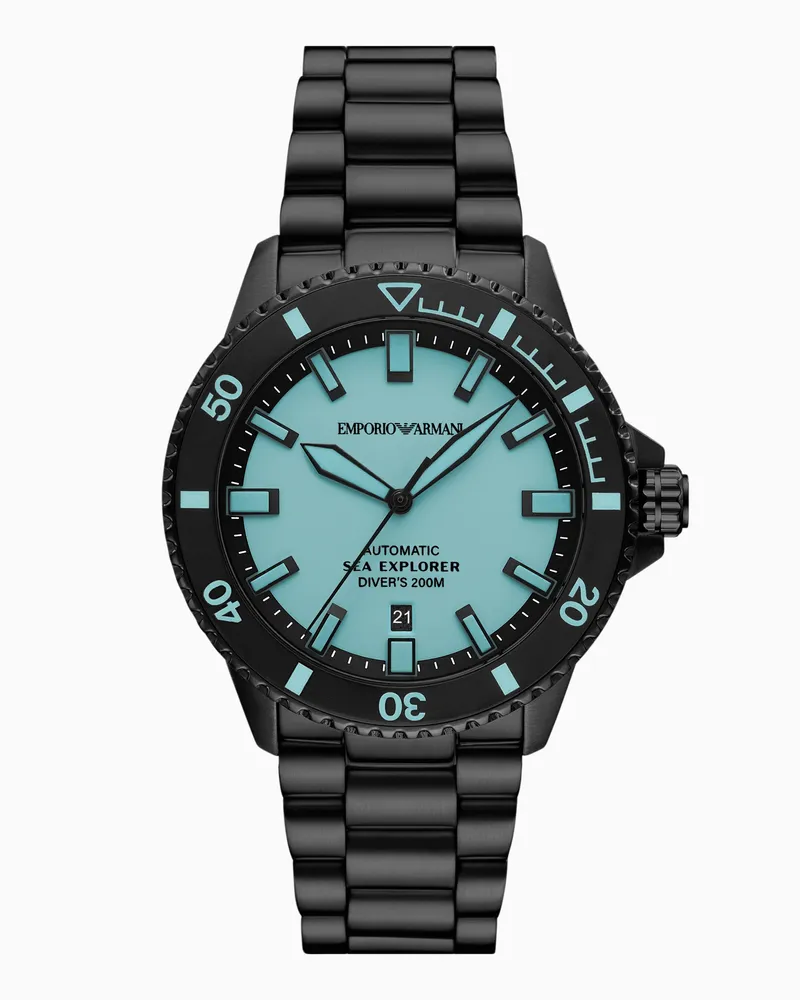 Emporio Armani Sea Explorer Automatikuhr aus Edelstahl in Schwarz Mehrfarbig
