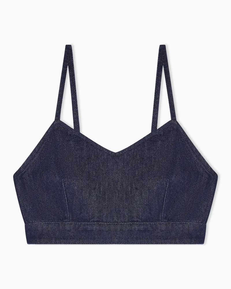 Emporio Armani 11 oz denim top with gold buttons Blau