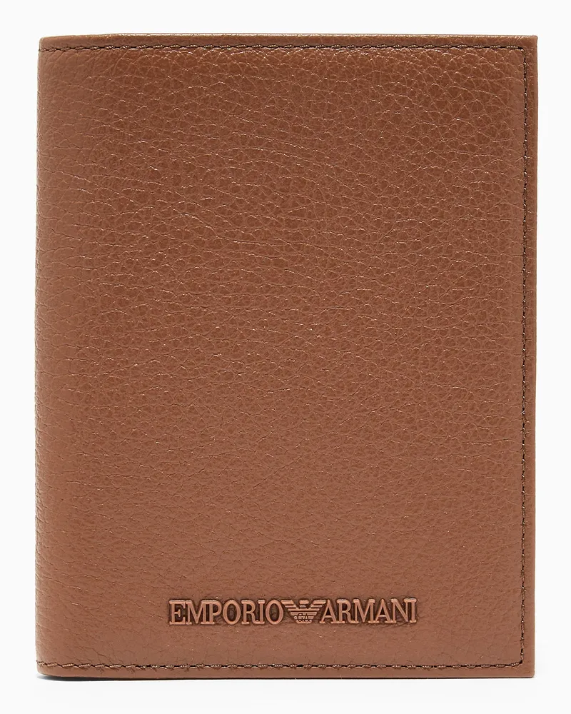 Emporio Armani Kartenetui aus getrommeltem Leder Braun