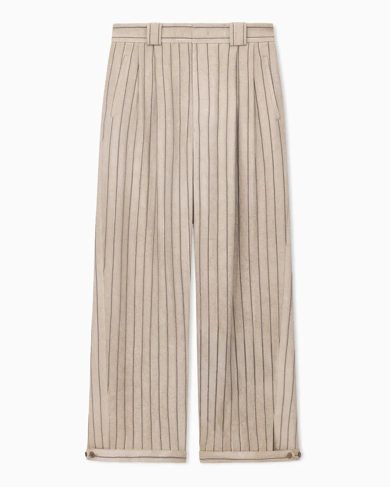 Emporio Armani Hose aus kaltgefärbtem Canneté-Stoff Beige