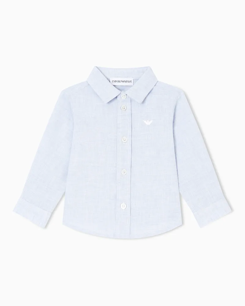 Emporio Armani Hemd aus Leinen-Popeline-Mischung Hellblau