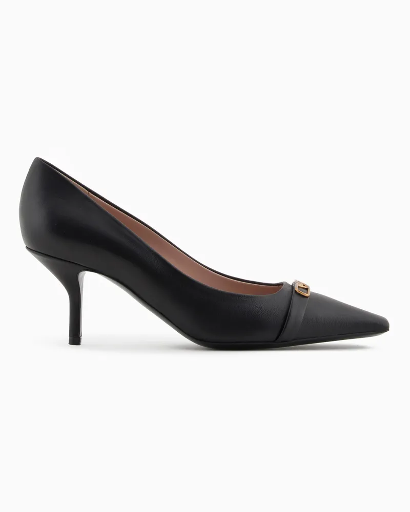 Emporio Armani Pumps aus Nappa mit Adlerplakette Schwarz