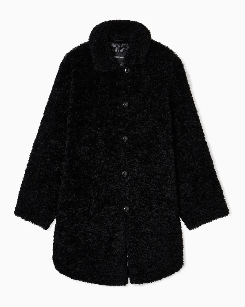 Emporio Armani Oversize-Mantel aus Bouclé-Kunstpelz Schwarz