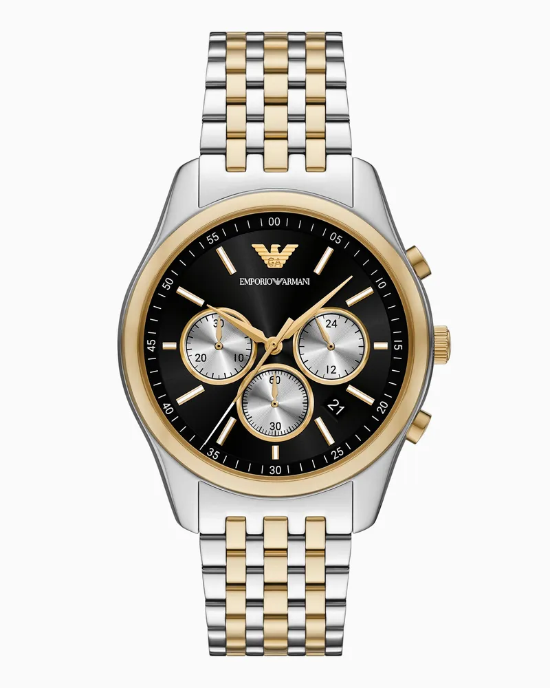 Emporio Armani Zweifarbiger Chronograph aus Edelstahl Mehrfarbig