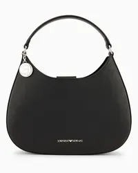 Emporio Armani Asv Hobo-tasche aus Mikrogenarbtem Recyceltem Leder Schwarz