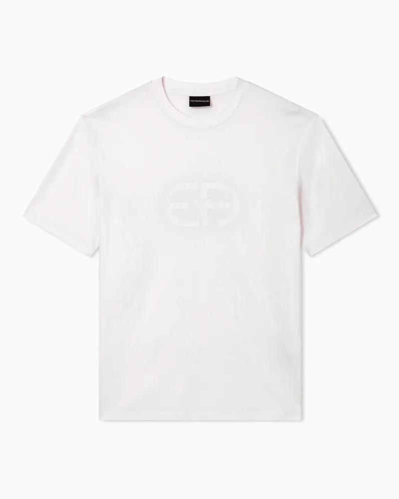 Emporio Armani T-Shirt aus einer Jersey-Lyocell-Mischung mit EA-Logoprint Weiß