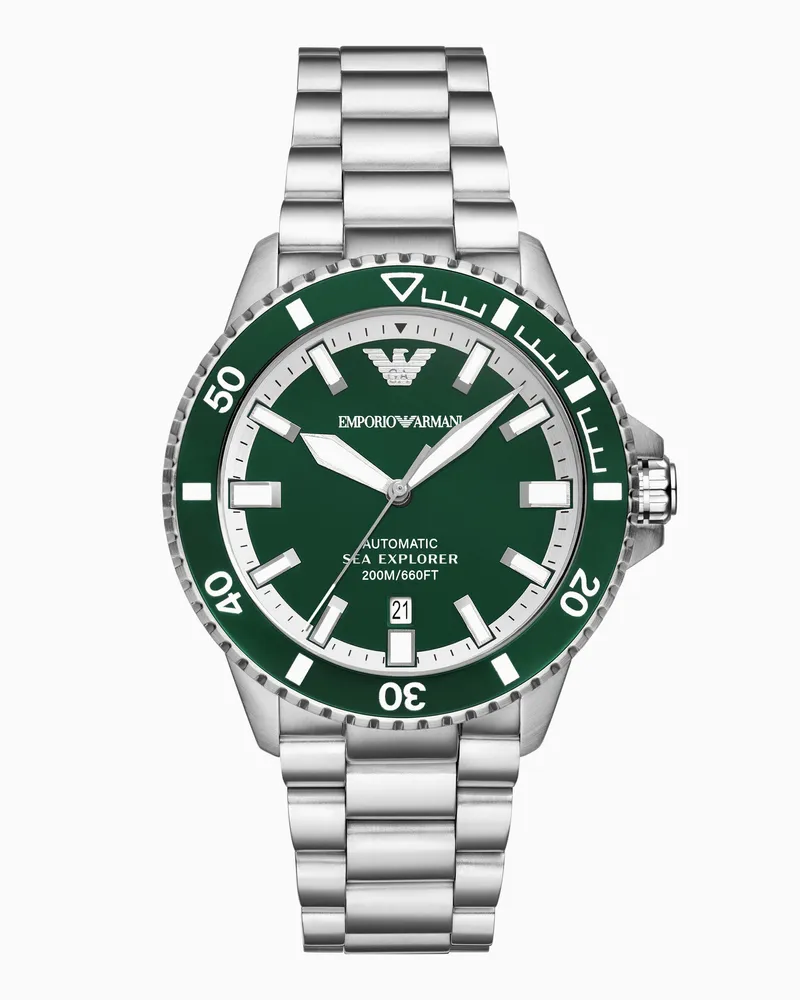 Emporio Armani Sea Explorer Automatikuhr aus Edelstahl Mehrfarbig