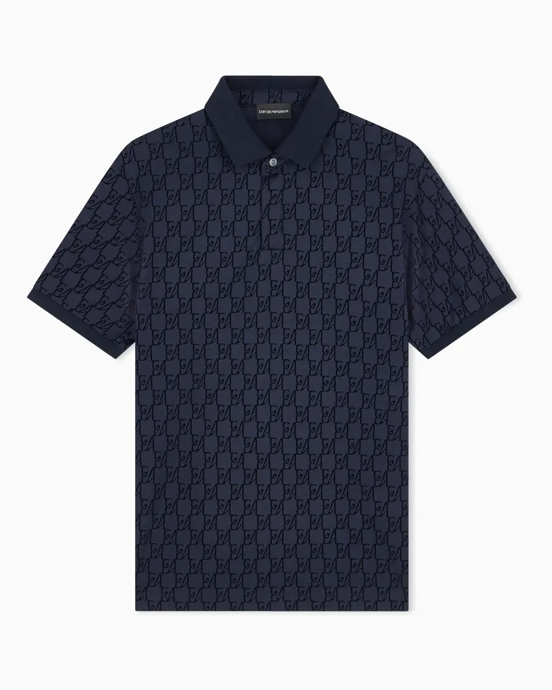 Emporio Armani Poloshirt im Regular Fit aus Jersey mit Strukturmuster Blau