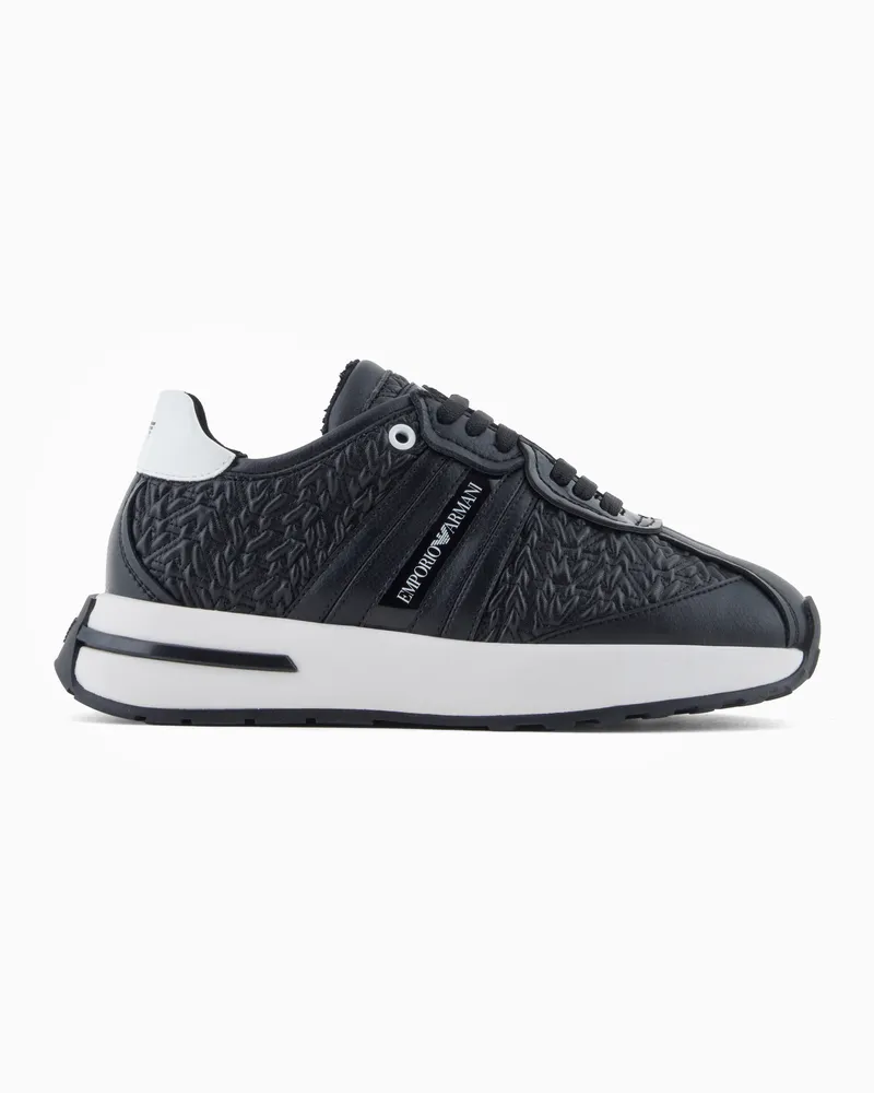 Emporio Armani Sneaker aus geprägtem Nappaleder Schwarz