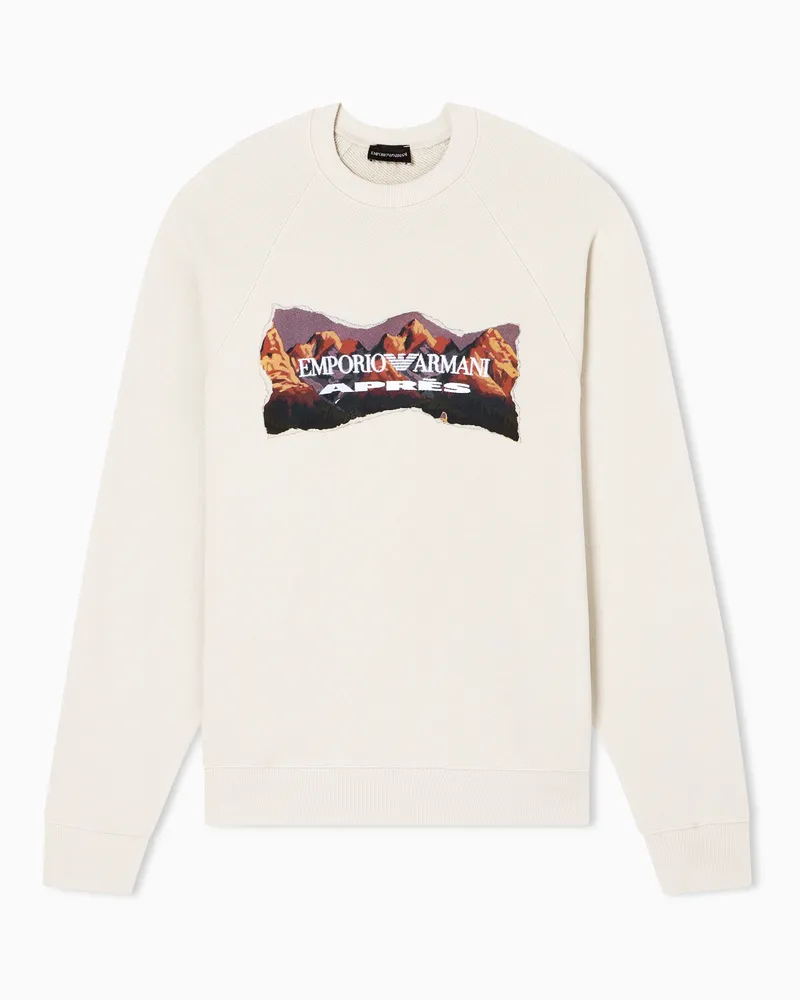 Emporio Armani Après Sweatshirt aus weichem Jersey mit Berg-Print Beige