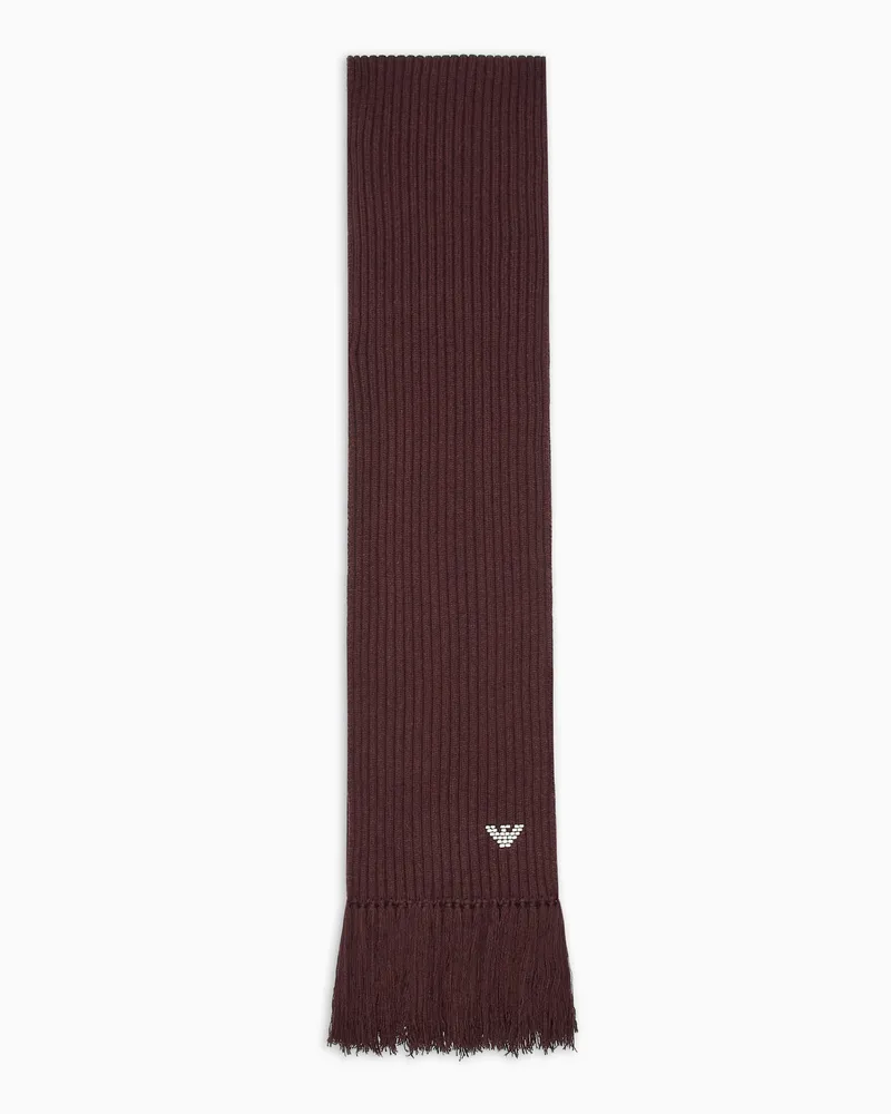 Emporio Armani Capsule New York Schal aus gerippter Woll-Mischung Braun