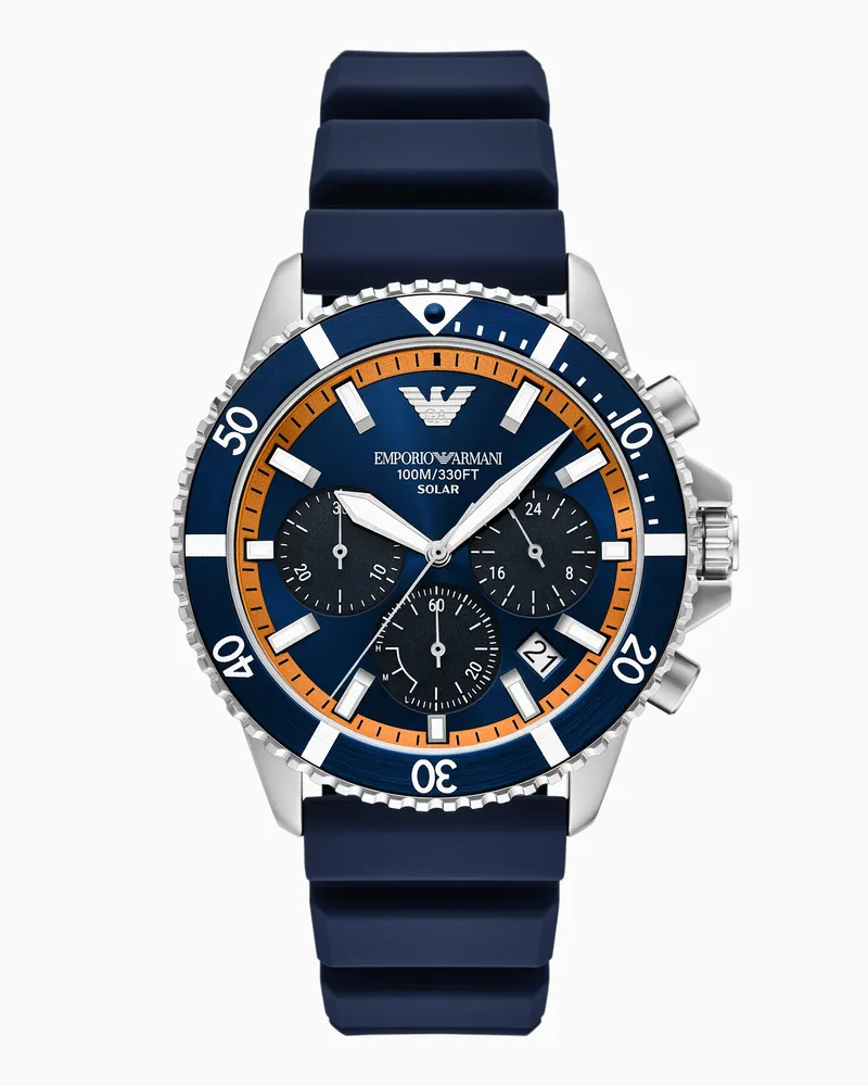 Emporio Armani Solarbetriebener World Explorer Chronograph aus blauem Silikon Mehrfarbig