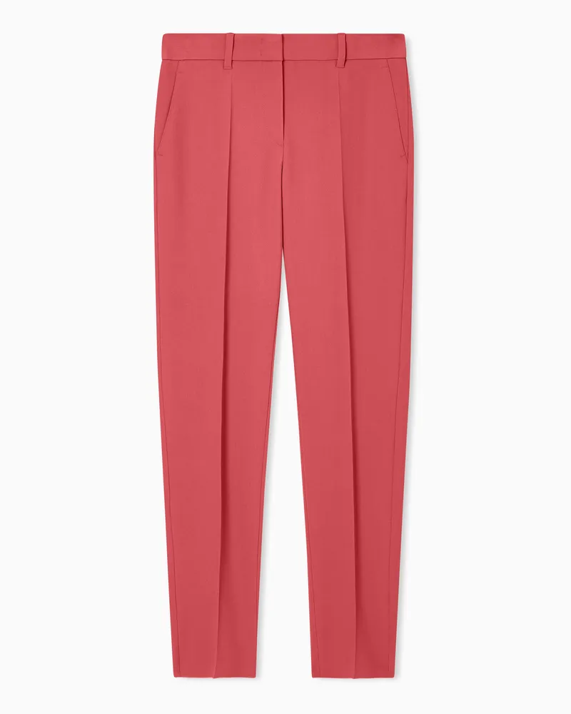 Emporio Armani Hose mit Gürtelschlaufen und Biese aus Cady-Crêpe Rot