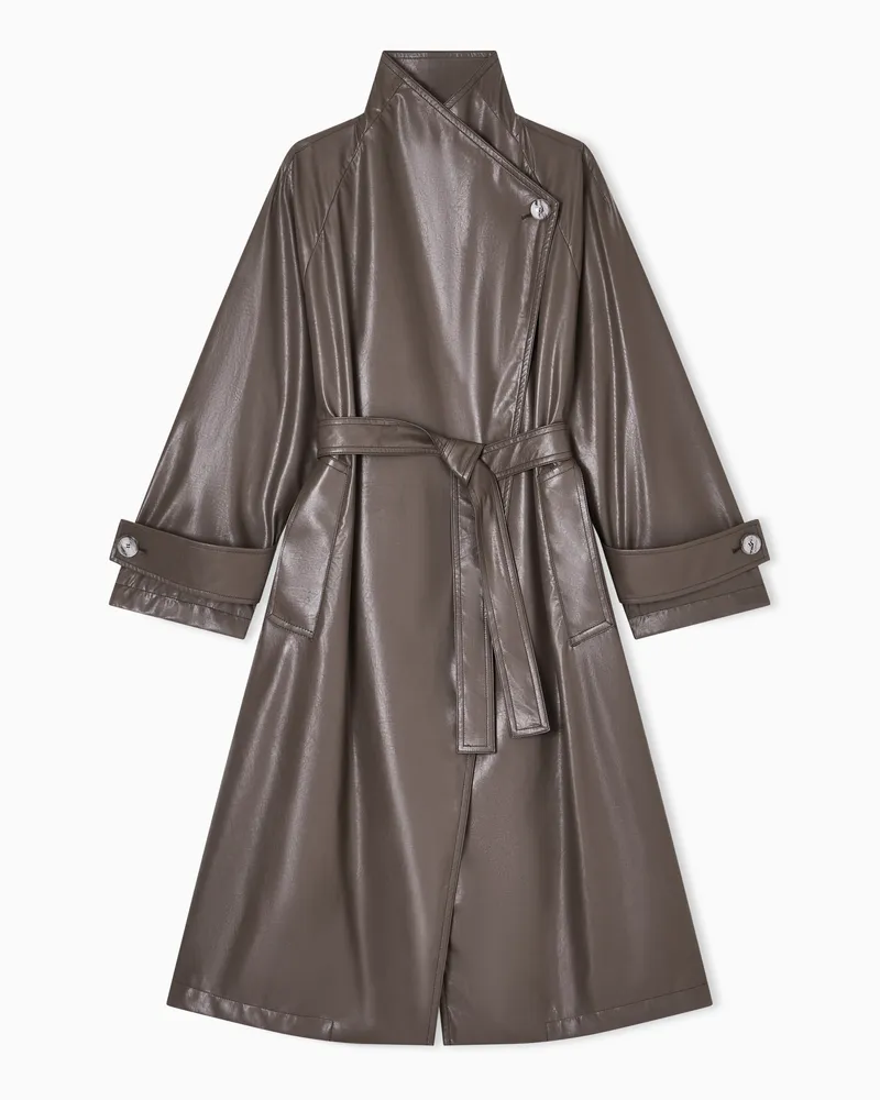 Emporio Armani Trenchcoat aus beschichtetem Stoff Braun