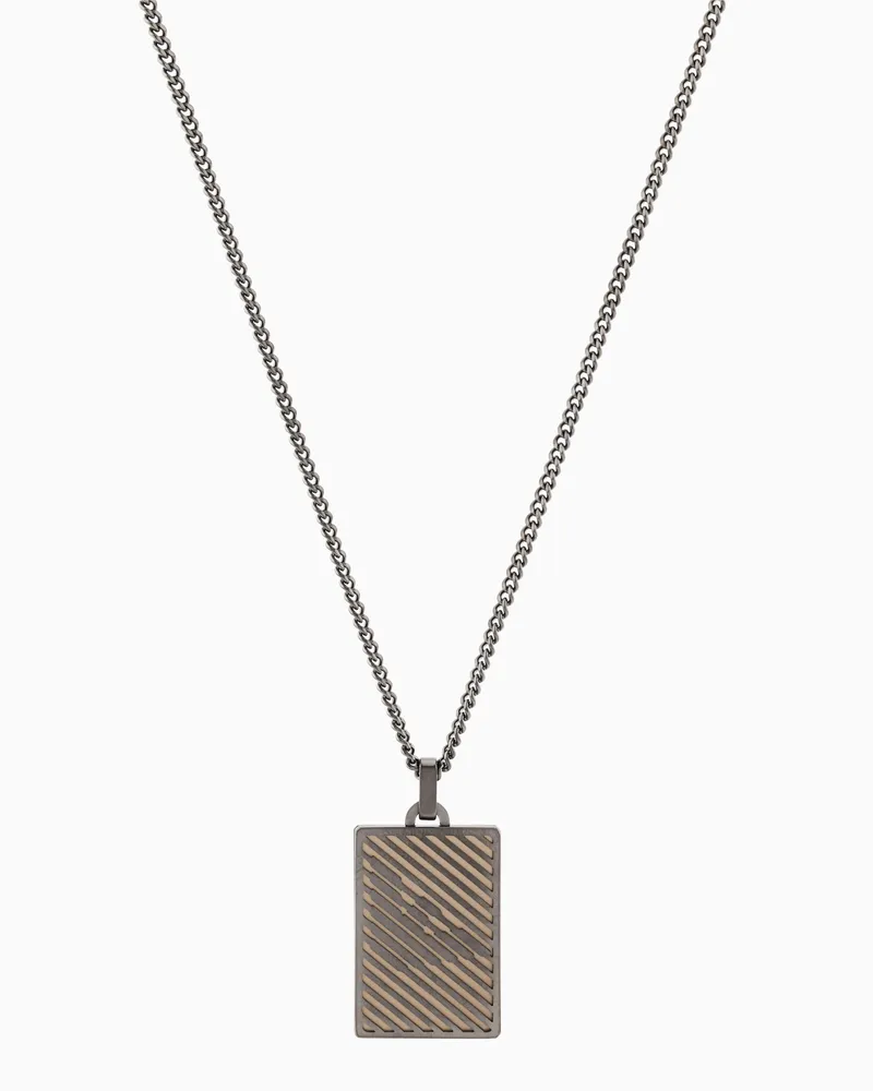 Emporio Armani Kette mit Plakette aus zweifarbigem Edelstahl Mehrfarbig