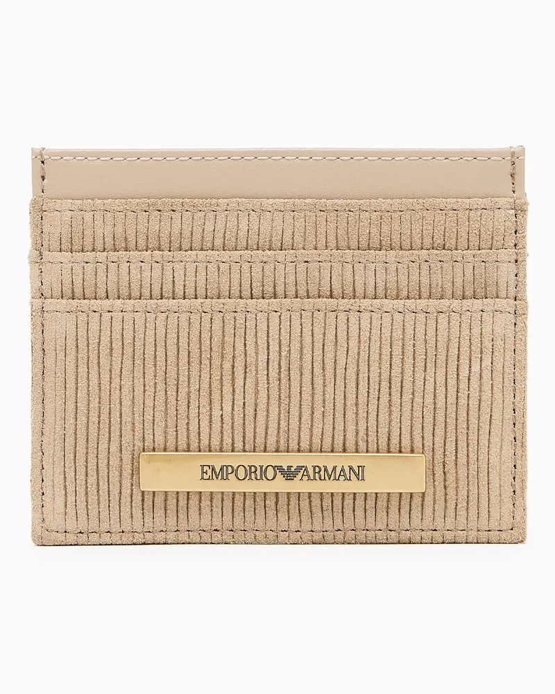 Emporio Armani ASV Kartenetui aus Veloursleder mit geprägtem Logo Grau