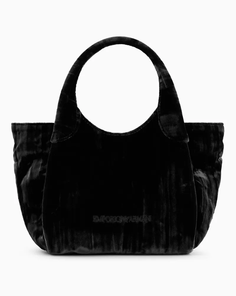 Emporio Armani Handtasche aus Samt mit Kettenriemen Schwarz
