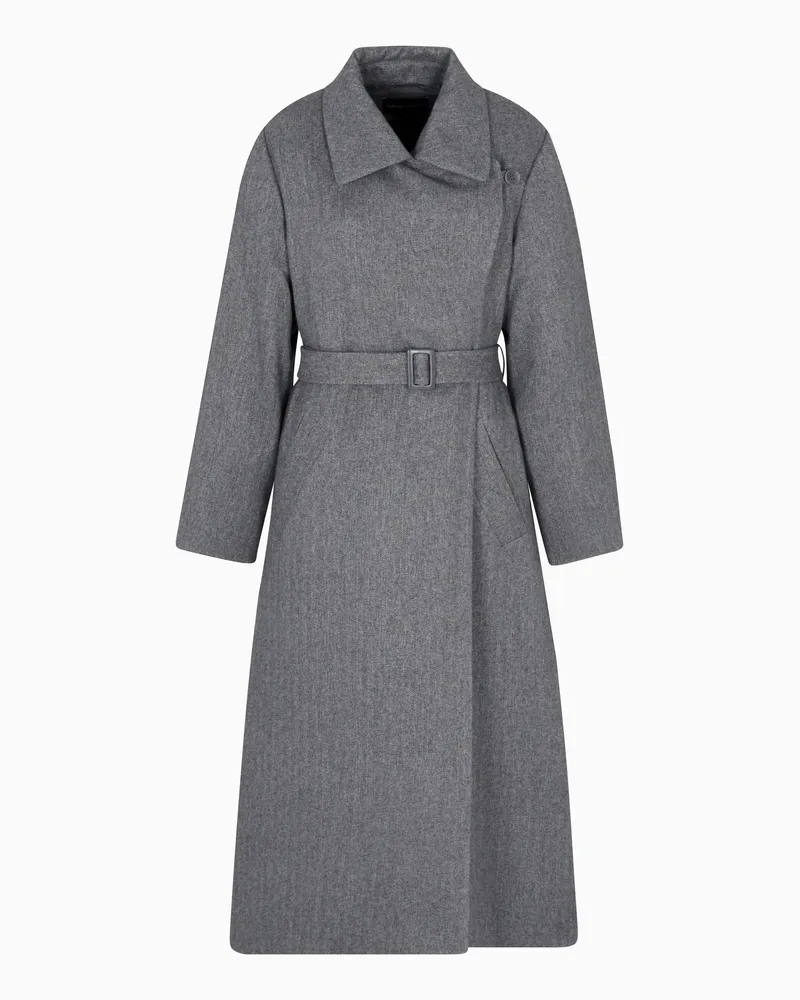 Emporio Armani Mantel aus wasserabweisendem Stoff mit Chevron-Motiv Grau