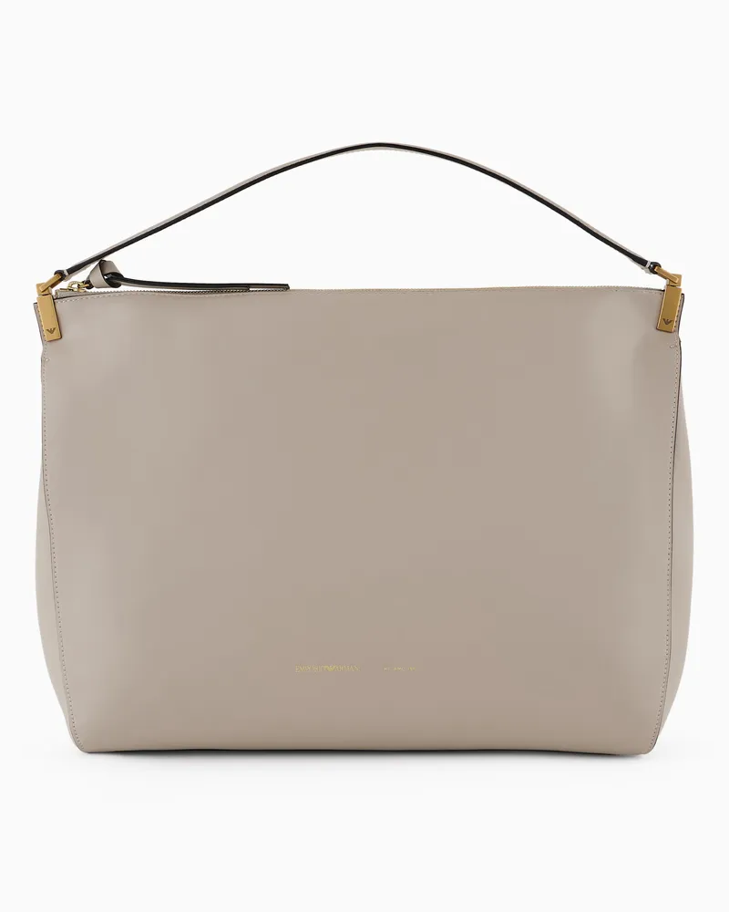 Emporio Armani Große Handtasche aus Glattleder Beige