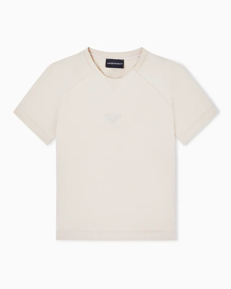 Emporio Armani T-Shirt aus Heavy Jersey mit Mikro-Adler-Aufnäher Beige