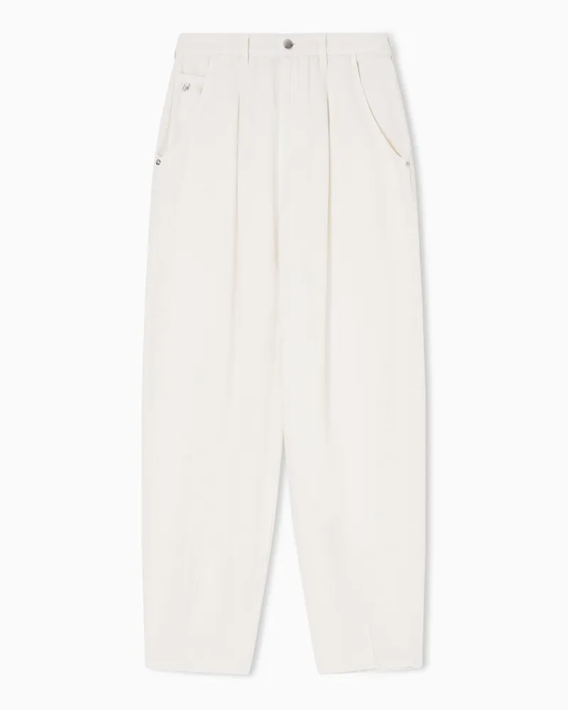 Emporio Armani Relaxed-Fit-Hose J8H aus stückgefärbtem Lyocell Weiß