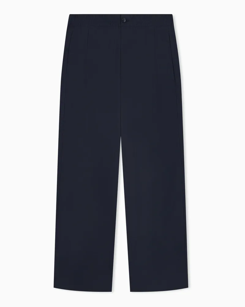 Emporio Armani Regular Fit Hose aus Baumwollpopeline mit elastischem Bund Marineblau