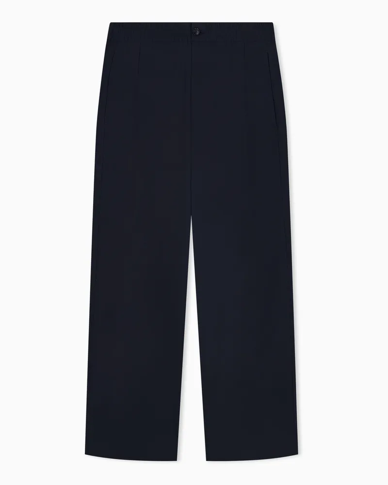 Emporio Armani Regular Fit Hose aus Baumwollpopeline mit elastischem Bund Marineblau