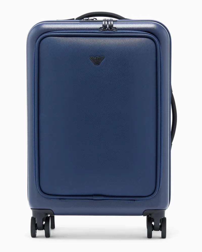 Emporio Armani Kabinentrolley aus ABS mit Saffiano-Detail und Adler-Plakette Blau