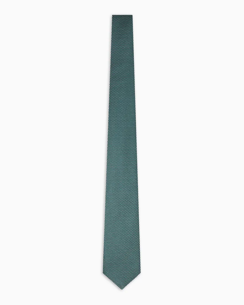 Emporio Armani Krawatte aus Seiden-Mischung mit optischem Mikromuster aus Jacquard-Stoff Grün